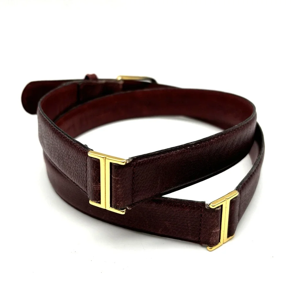1970s Yves Saint Laurent 1214009 Oxblood Steerhide Leather Segmented Belt 32-36